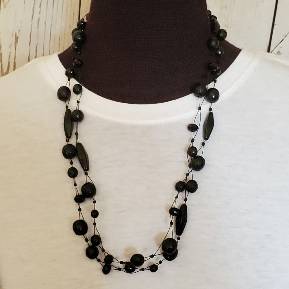 Cookie Lee black beaded convertible necklace